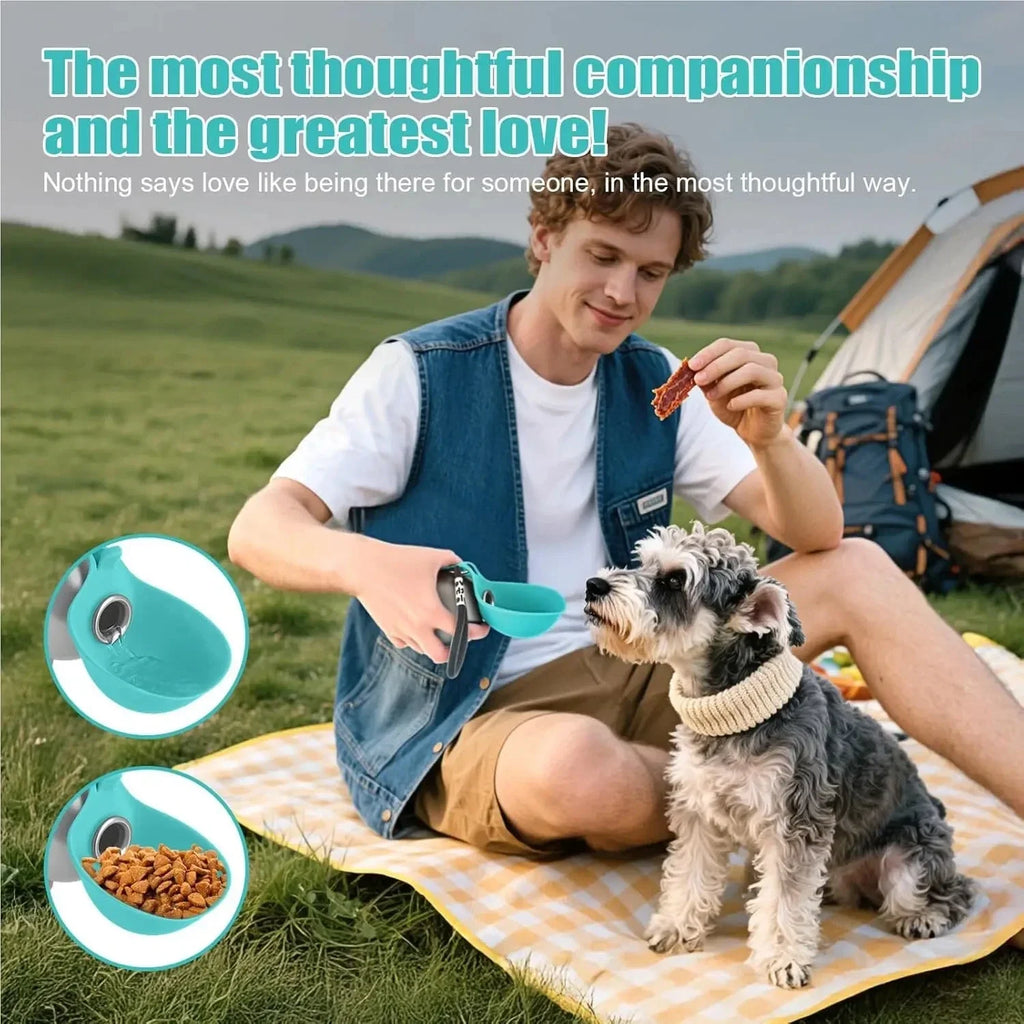 Pet Water Bottle Leak Proof 2IN1 Stainless Steel Food Grade Plastic Collapsible Silicone Bowl 285ML Lightweight Portable Outdoor