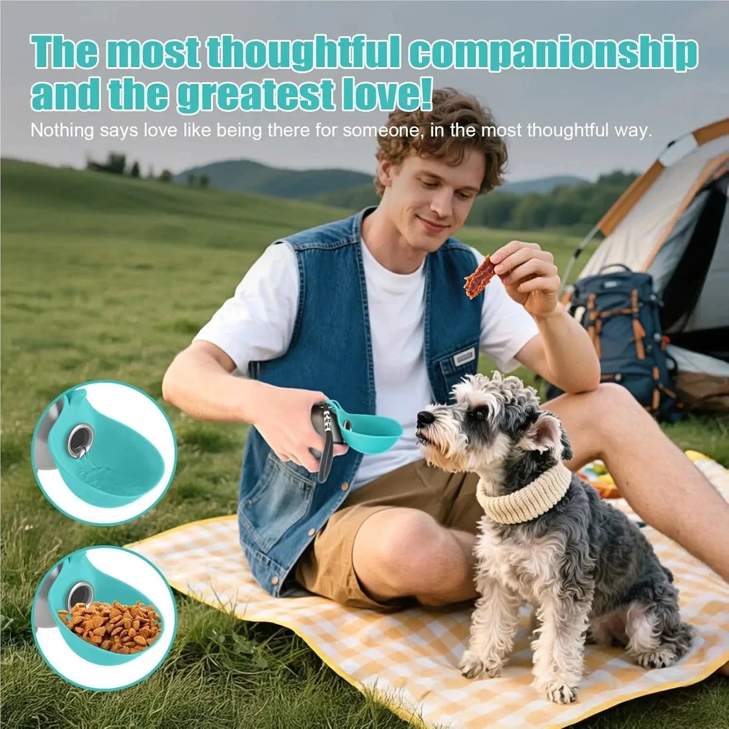 Pet Water Bottle Leak Proof 2IN1 Stainless Steel Food Grade Plastic Collapsible Silicone Bowl 285ML Lightweight Portable Outdoor