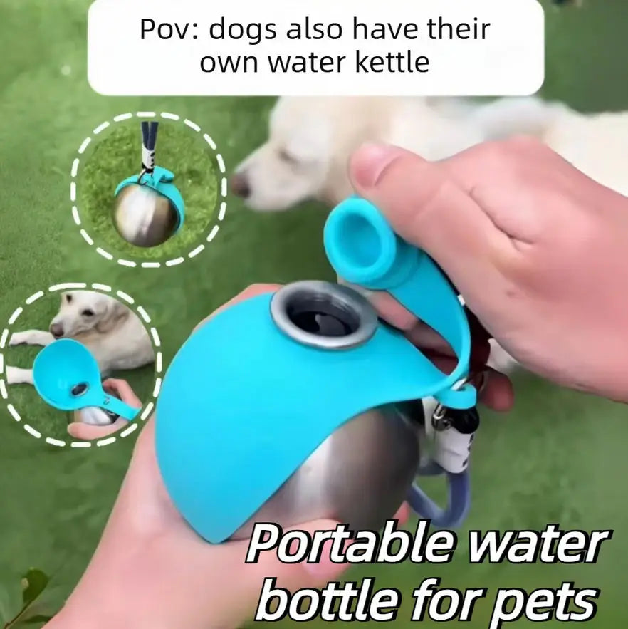 Pet Water Bottle Leak Proof 2IN1 Stainless Steel Food Grade Plastic Collapsible Silicone Bowl 285ML Lightweight Portable Outdoor