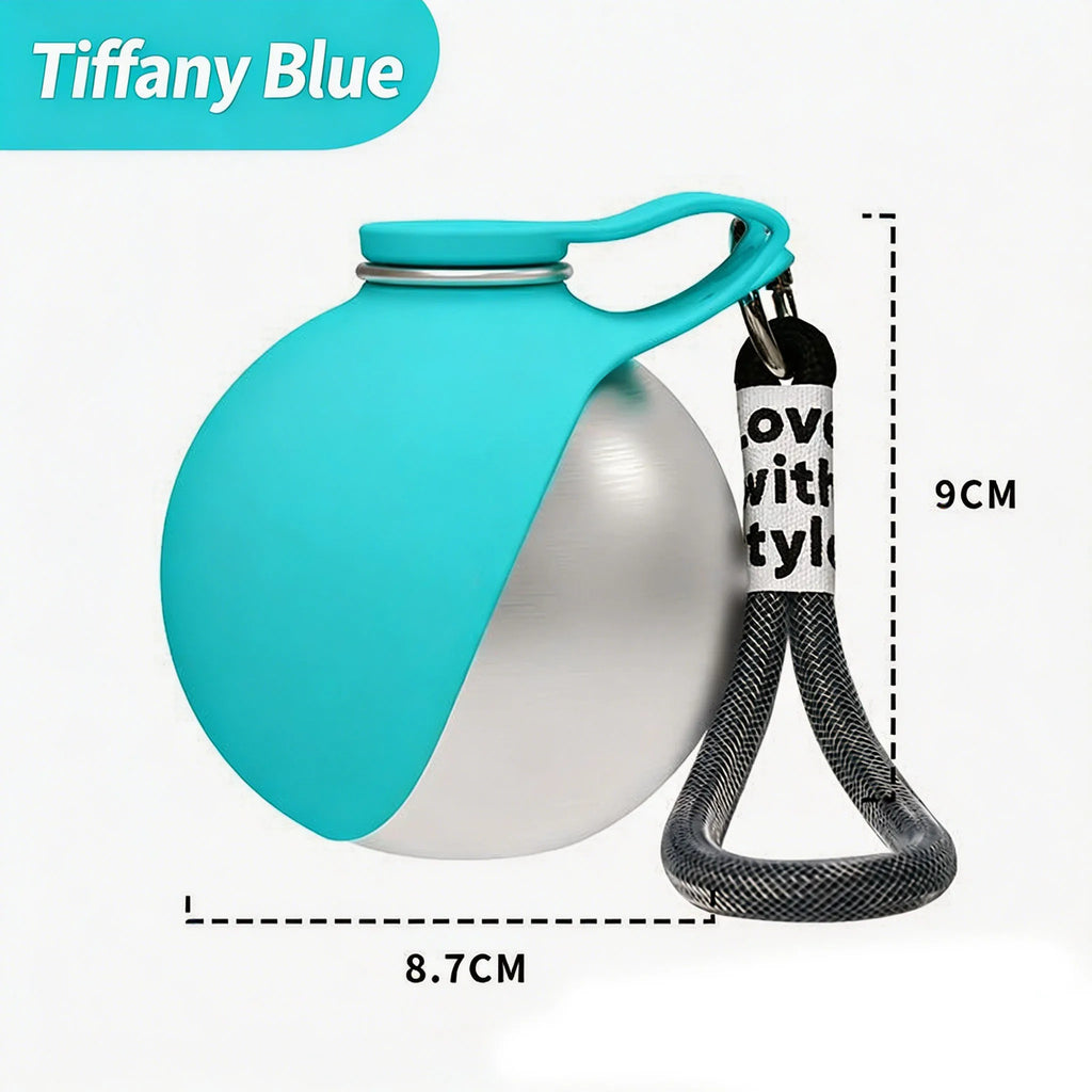 Pet Water Bottle Leak Proof 2IN1 Stainless Steel Food Grade Plastic Collapsible Silicone Bowl 285ML Lightweight Portable Outdoor